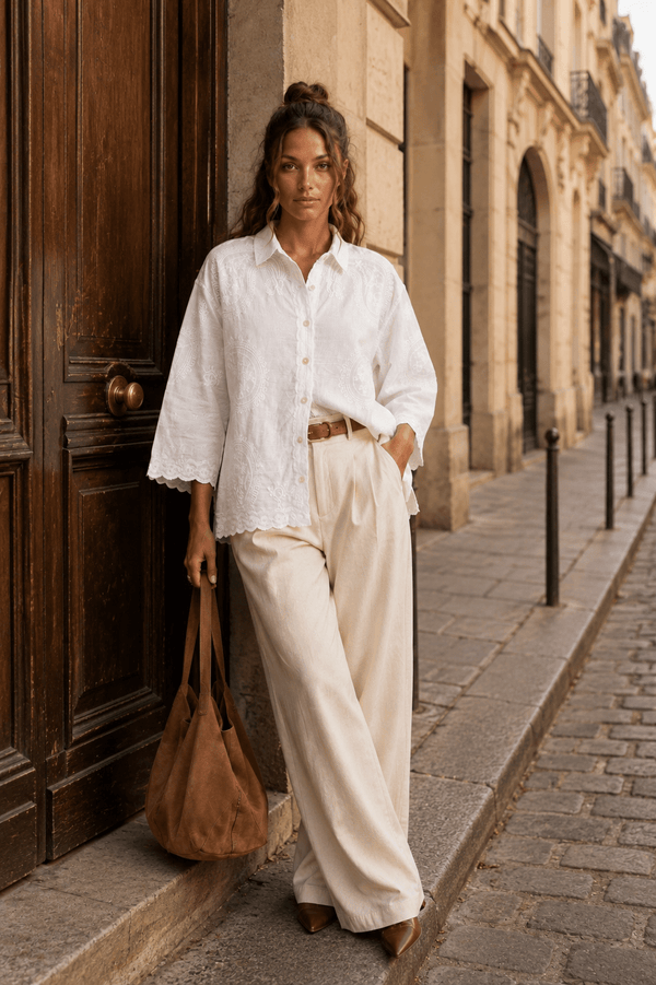 Chemise blanche femme à motif bandana – Jacob - Prêt-à-porter féminin | HBL Studio