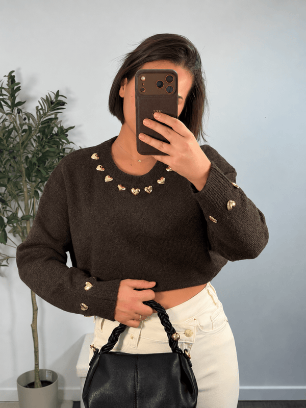 Pull chocolat à cœurs femme – Palais-Royal - Prêt-à-porter féminin | HBL Studio