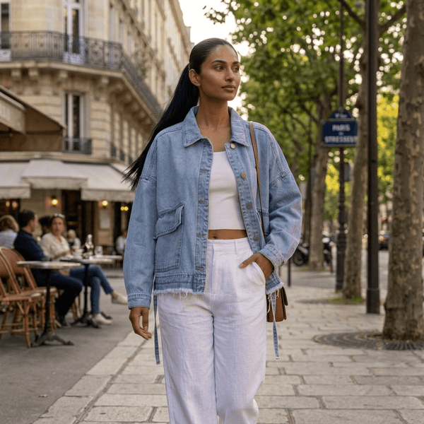 Veste en jean bleu oversize femme – Faubourg - Prêt-à-porter féminin | HBL Studio