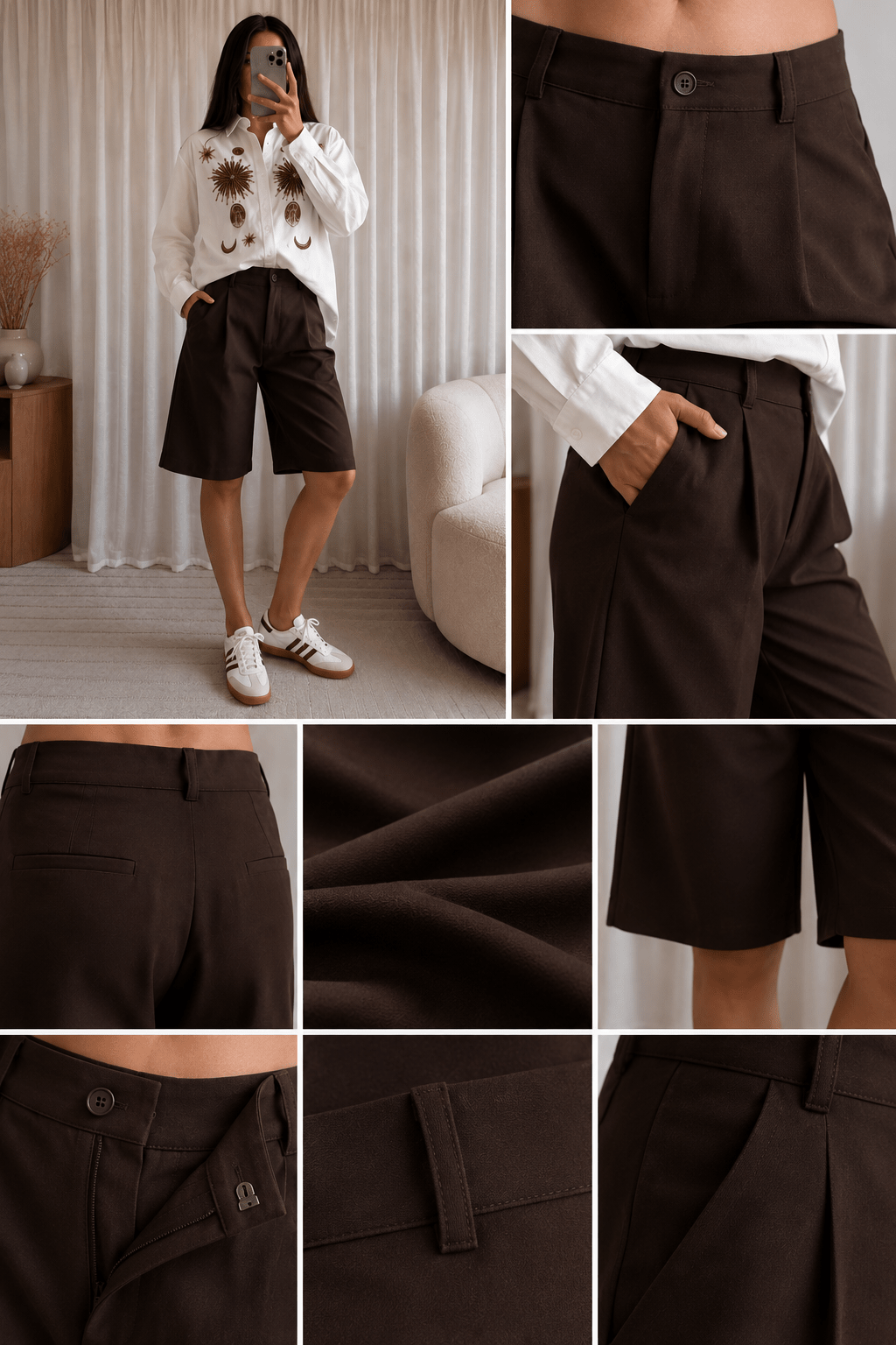 Bermuda chocolat femme - Bermuda Monceau - Prêt-à-porter féminin | HBL Studio