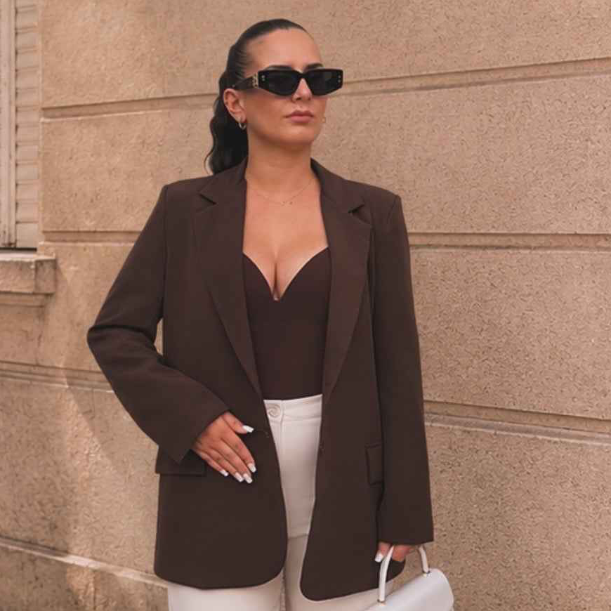 Blazer oversize chocolat femme – Montaigne