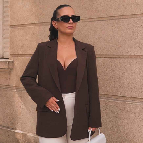 Blazer oversize chocolat femme – Montaigne