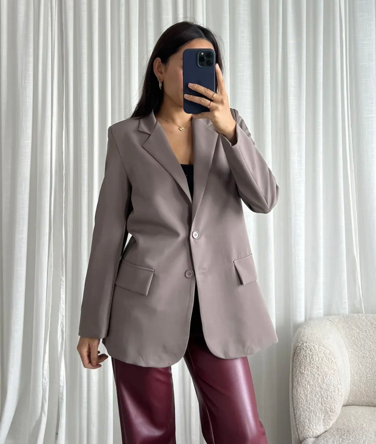 Blazer Montaigne taupe – Blazer oversize - Prêt-à-porter féminin | HBL Studio