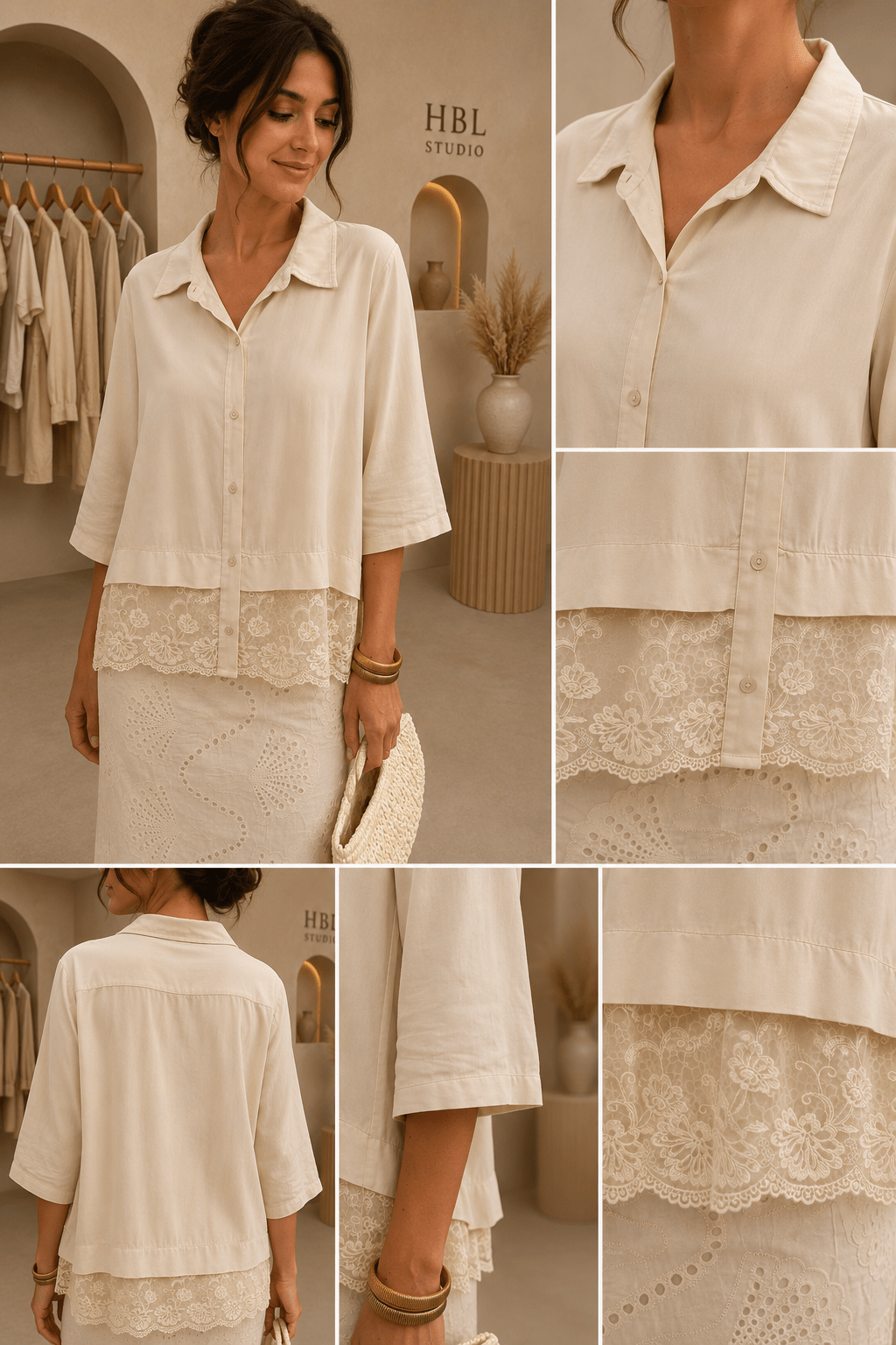 Chemise dentelle Capucine - Prêt-à-porter féminin | HBL Studio