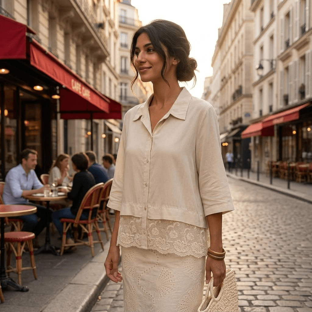 Chemise en dentelle femme – Capucine - Prêt-à-porter féminin | HBL Studio