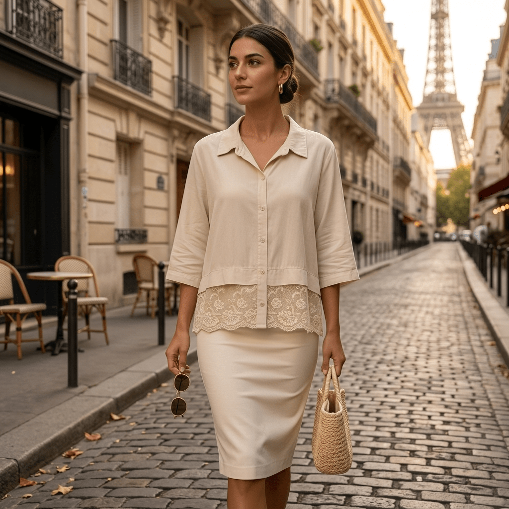 Chemise en dentelle femme – Capucine - Prêt-à-porter féminin | HBL Studio