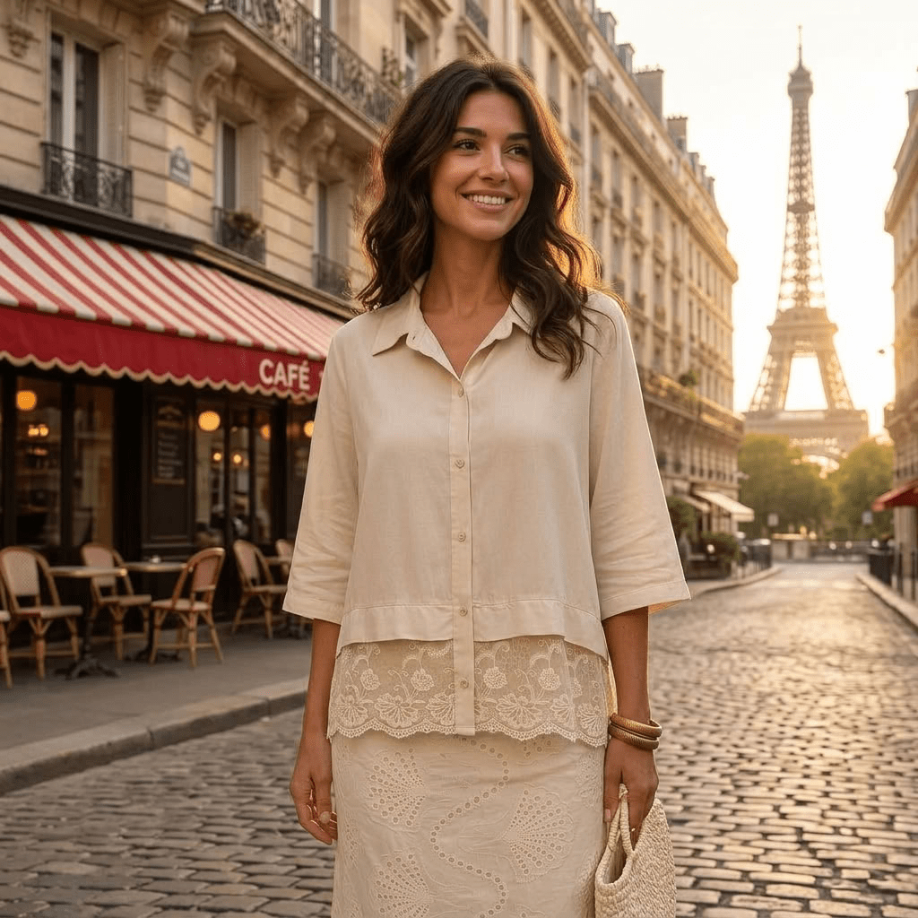 Chemise en dentelle femme – Capucine - Prêt-à-porter féminin | HBL Studio