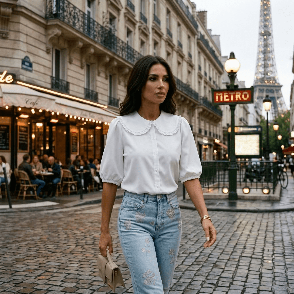 Chemise femme à col Claudine – Adèle - Prêt-à-porter féminin | HBL Studio