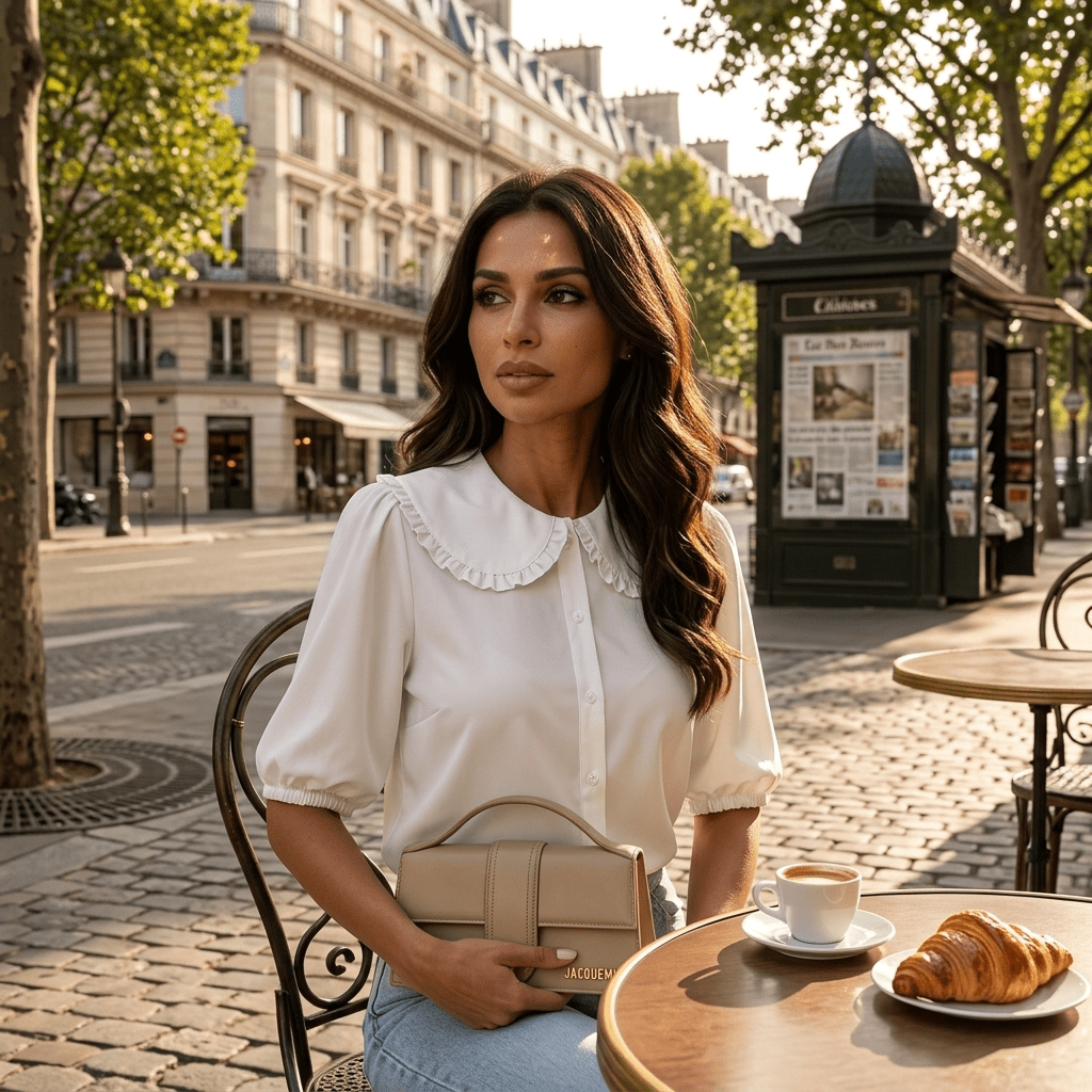 Chemise femme à col Claudine – Adèle - Prêt-à-porter féminin | HBL Studio