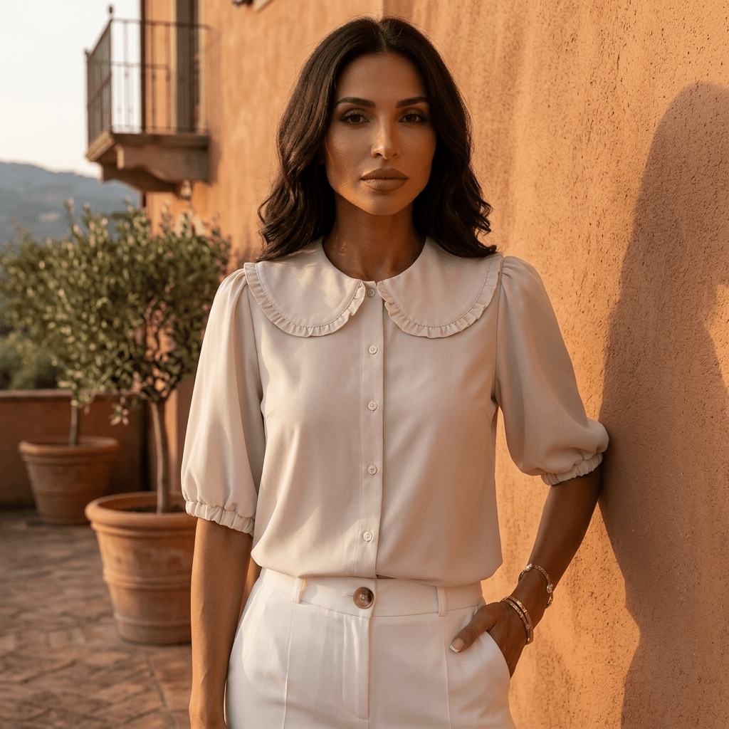 Chemise femme à col Claudine – Adèle - Prêt-à-porter féminin | HBL Studio