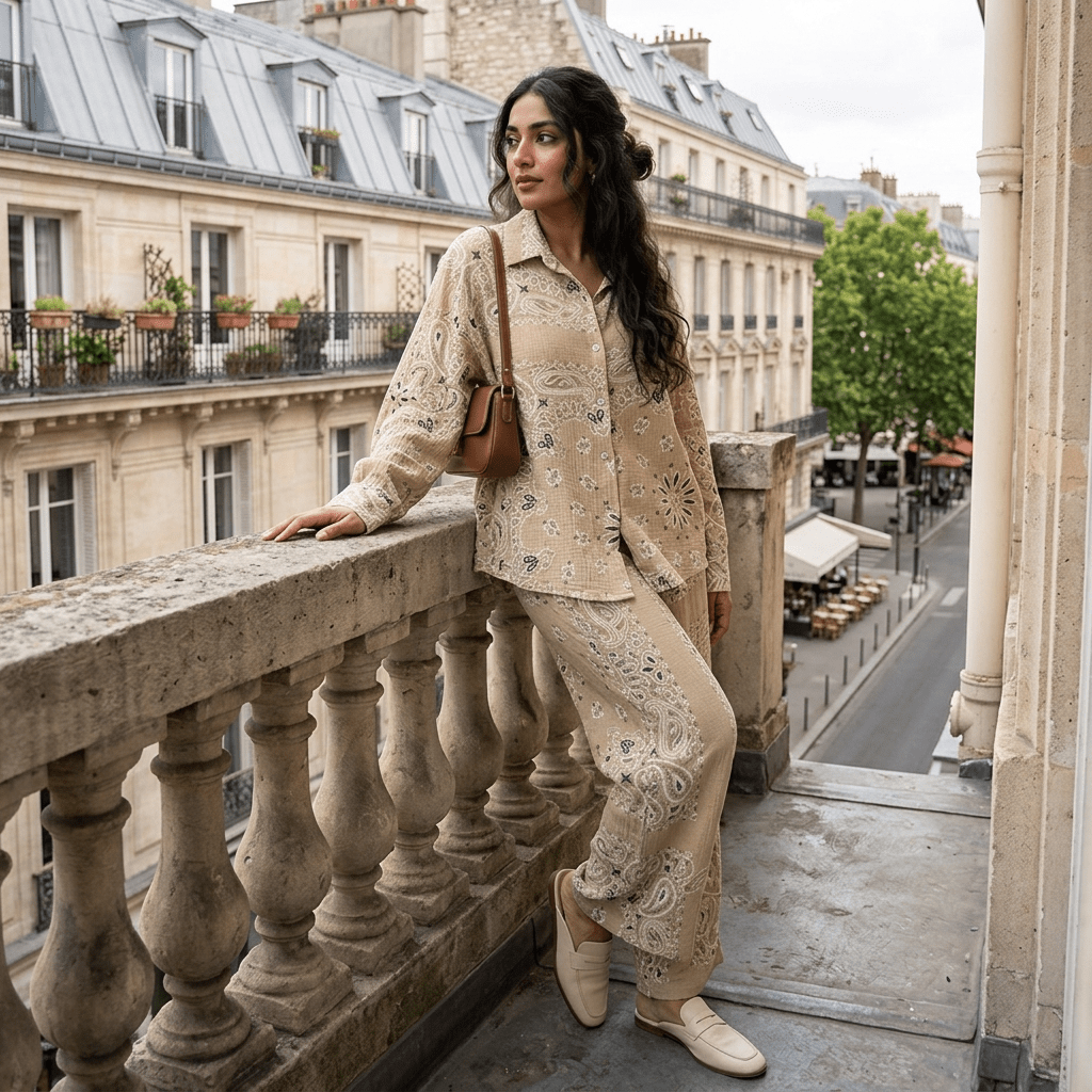 Ensemble bandana beige femme – Alma - Prêt-à-porter féminin | HBL Studio