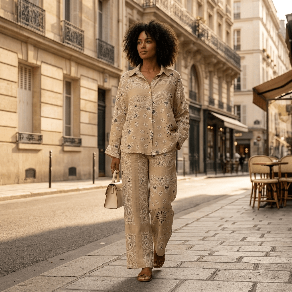 Ensemble bandana beige femme – Alma - Prêt-à-porter féminin | HBL Studio