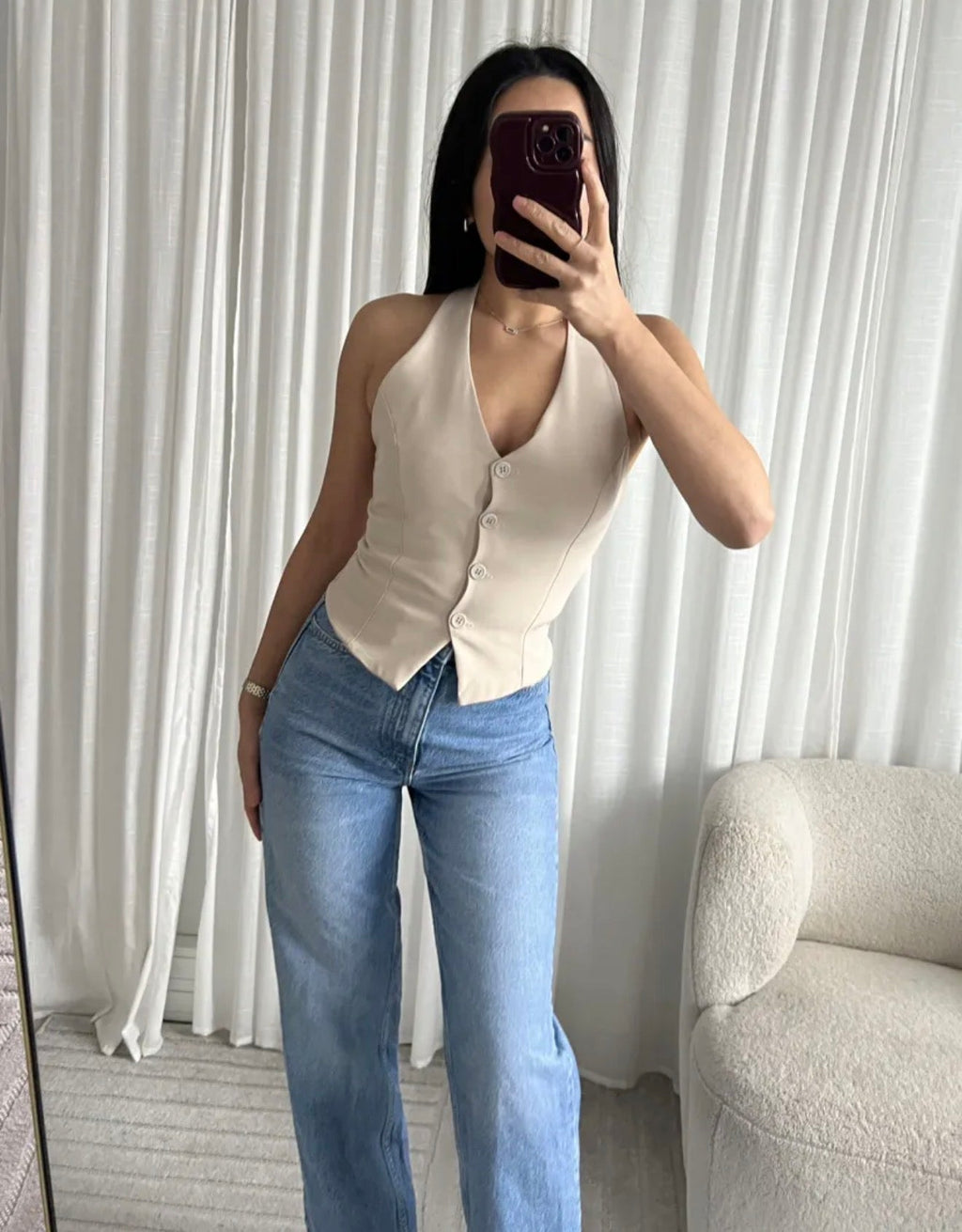 Gilet Varenne – Gilet sable - Prêt-à-porter féminin | HBL Studio