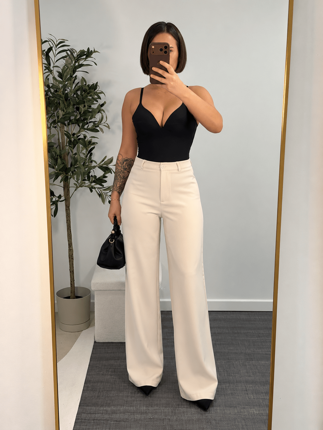 Pantalon crème taille haute femme – Tuileries - Prêt-à-porter féminin | HBL Studio