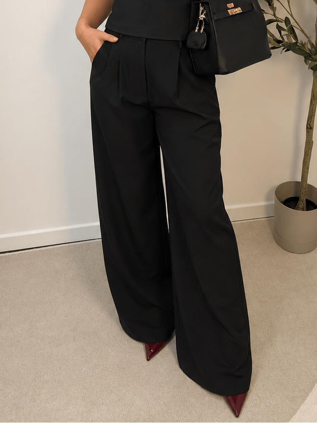 Pantalon wide leg taille haute noir femme – Haussmann - Prêt-à-porter féminin | HBL Studio