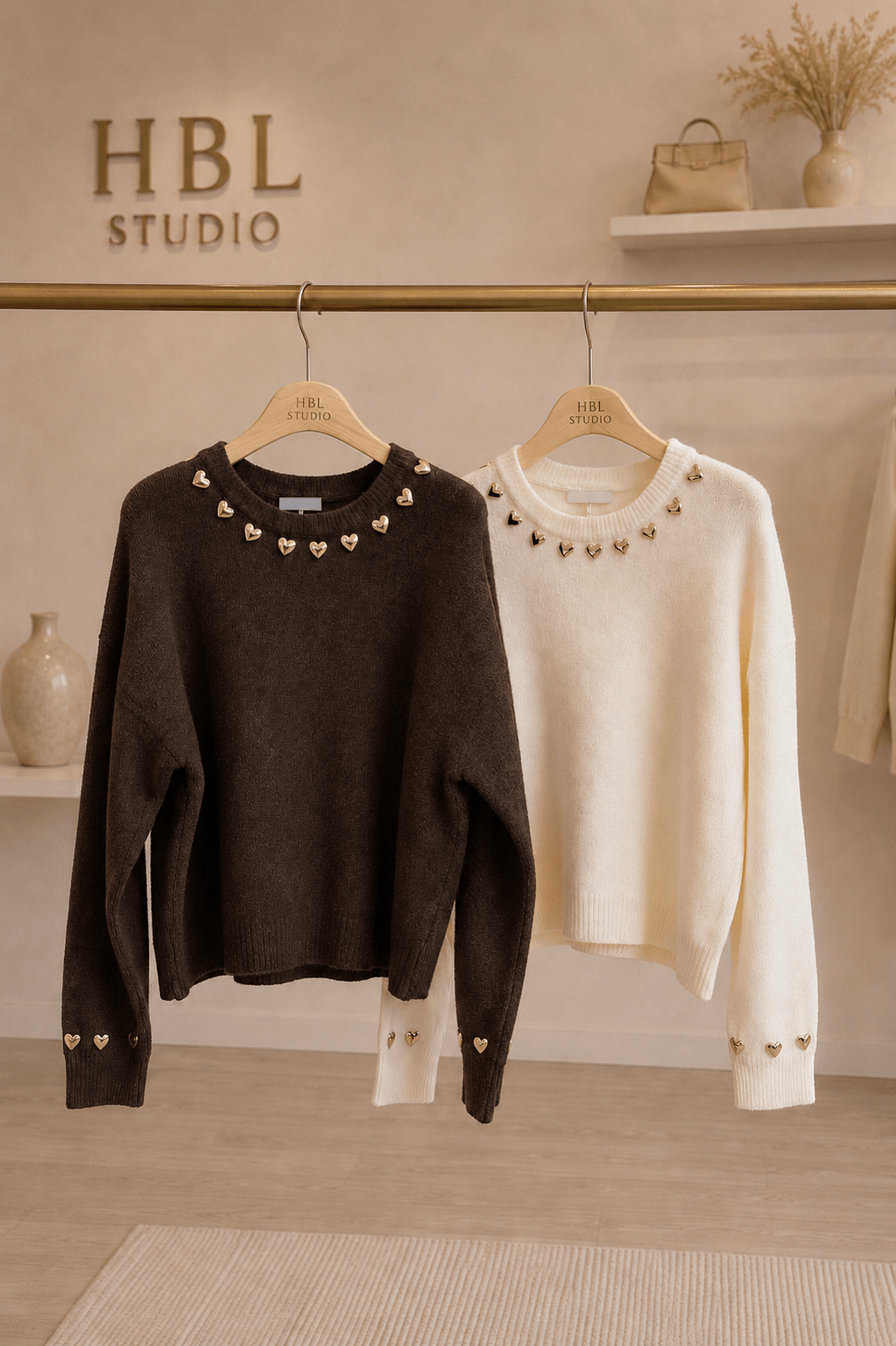 Pull femme chocolat à cœurs – Madeleine - Prêt-à-porter féminin | HBL Studio