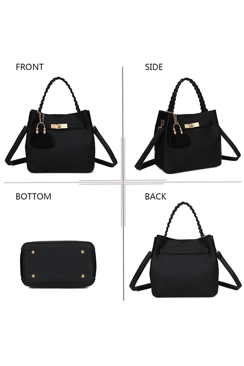 Sac à main 2 en 1 noir femme – Saint-Germain - Prêt-à-porter féminin | HBL Studio