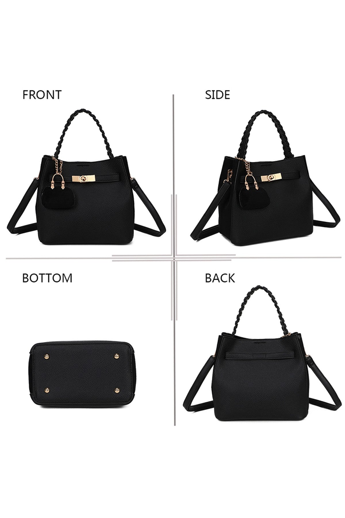 Sac à main 2 en 1 noir femme – Saint-Germain - Prêt-à-porter féminin | HBL Studio