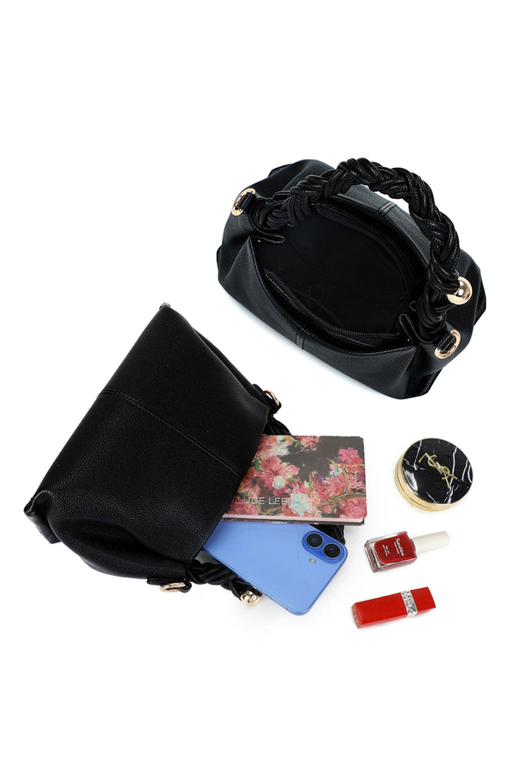 Sac à main anse torsadée noir femme – Odéon - Prêt-à-porter féminin | HBL Studio