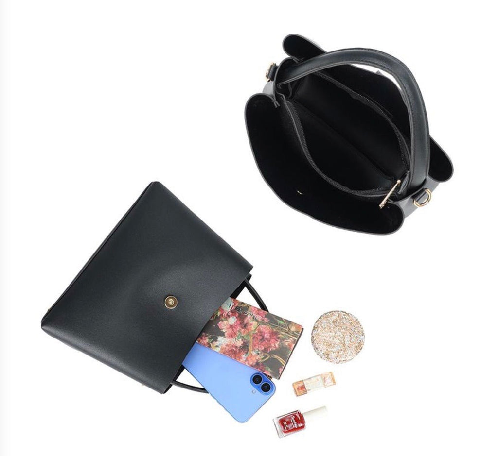 Sac à main structuré fermoir doré noir femme – Marais - Prêt-à-porter féminin | HBL Studio