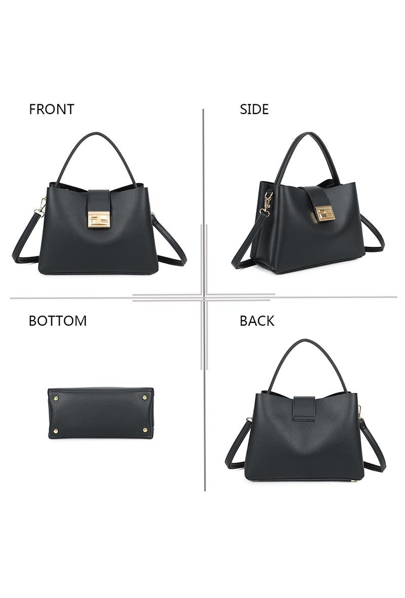 Sac à main structuré fermoir doré noir femme – Marais - Prêt-à-porter féminin | HBL Studio