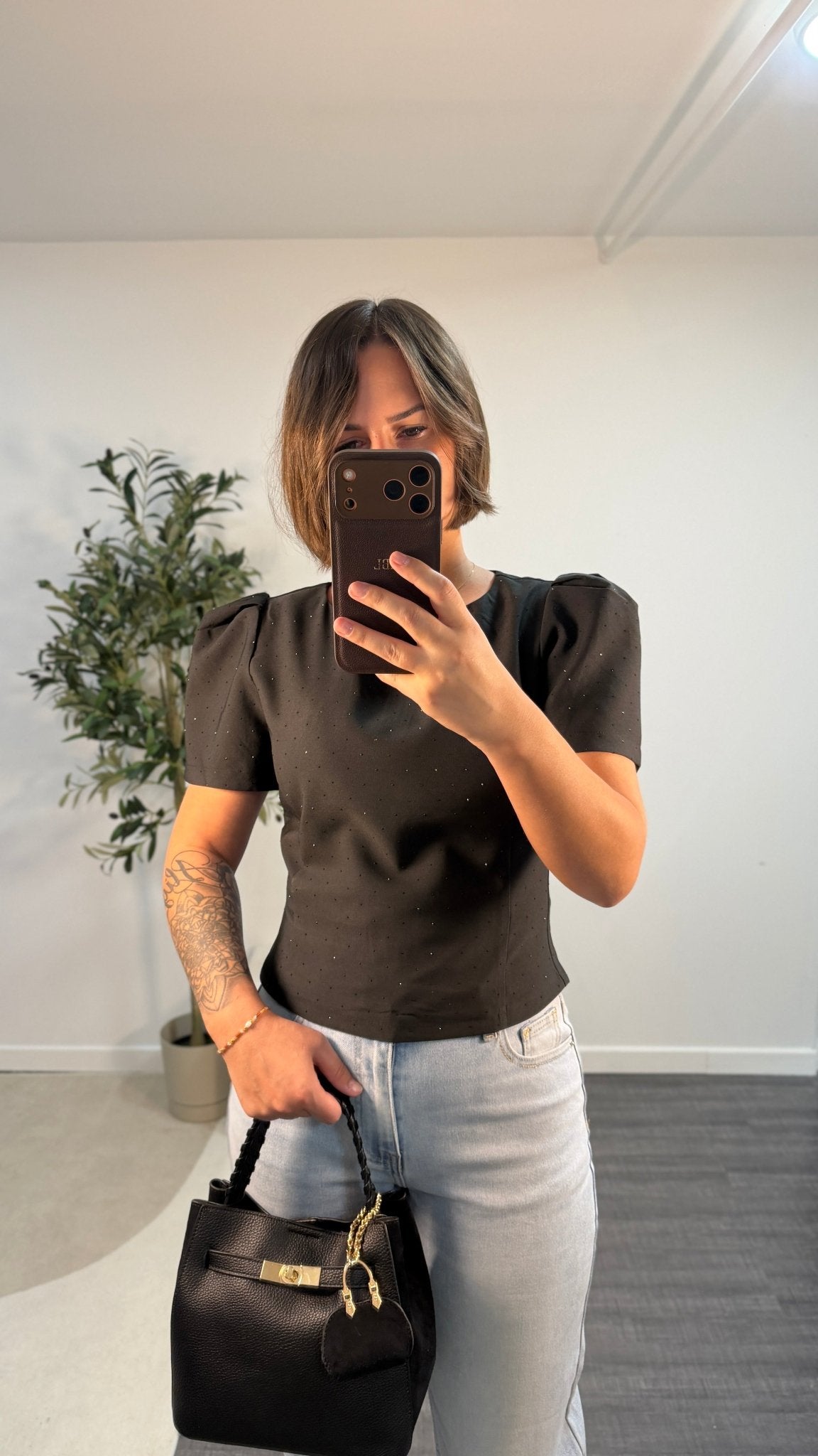 Top manches bouffantes strass noir femme – Garnier - Prêt-à-porter féminin | HBL Studio