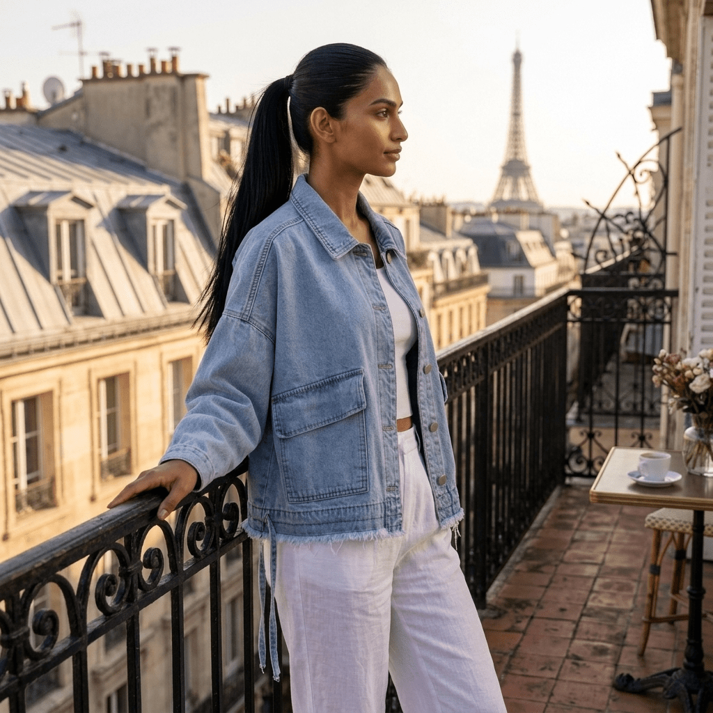 Veste en jean bleu oversize femme – Faubourg - Prêt-à-porter féminin | HBL Studio