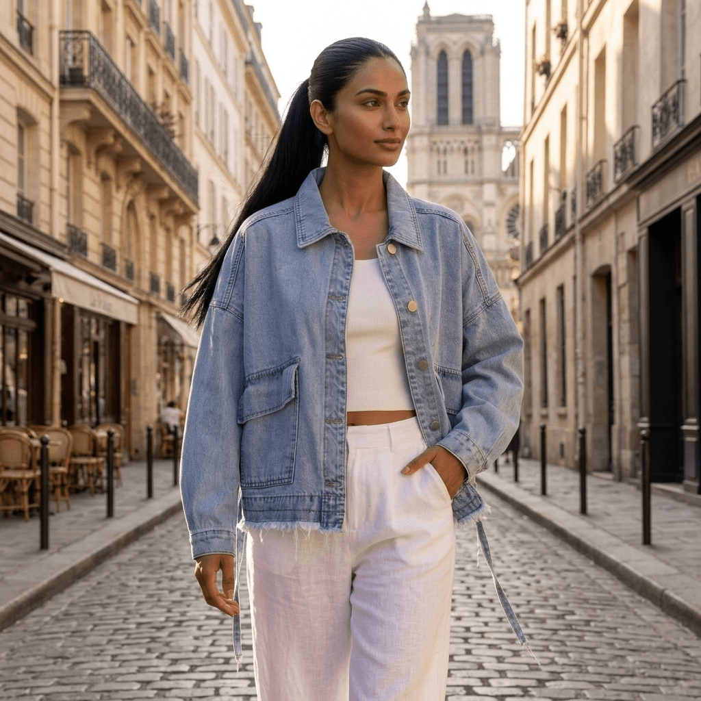 Veste en jean bleu oversize femme – Faubourg - Prêt-à-porter féminin | HBL Studio