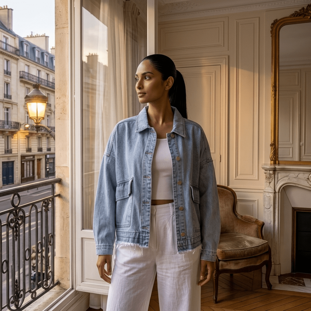 Veste en jean bleu oversize femme – Faubourg - Prêt-à-porter féminin | HBL Studio