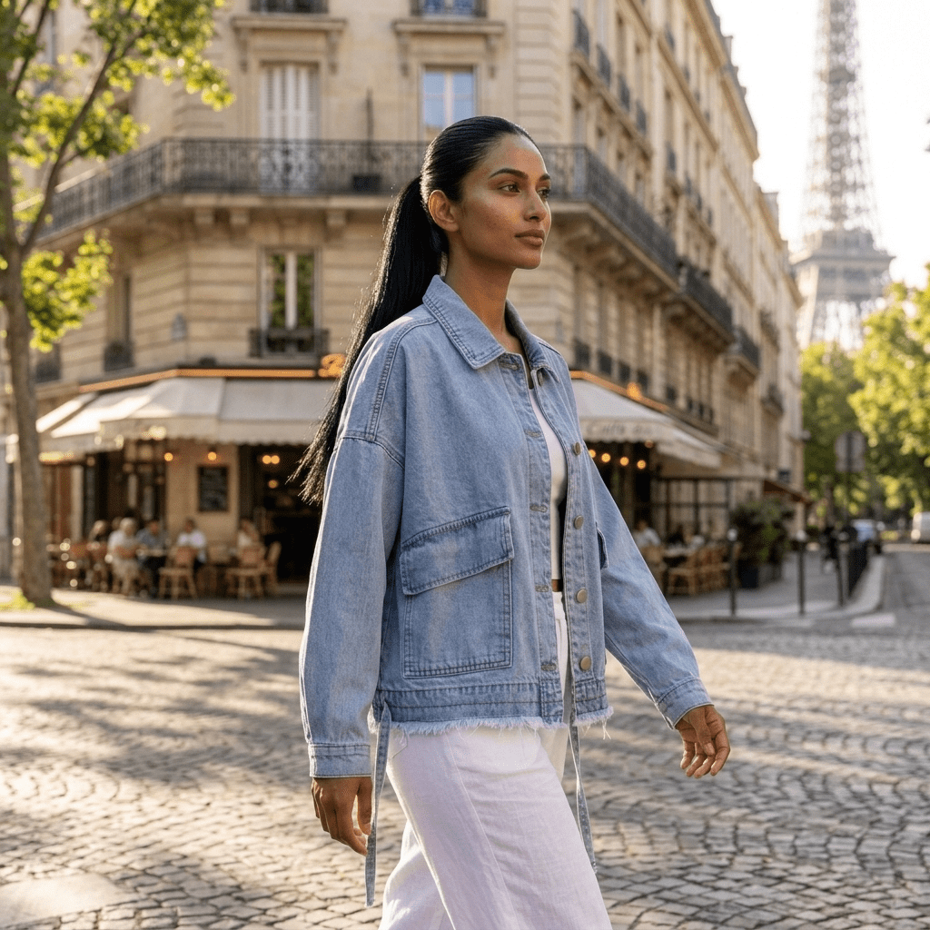 Veste en jean bleu oversize femme – Faubourg - Prêt-à-porter féminin | HBL Studio