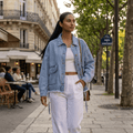 Veste en jean bleu oversize femme – Faubourg - Prêt-à-porter féminin | HBL Studio