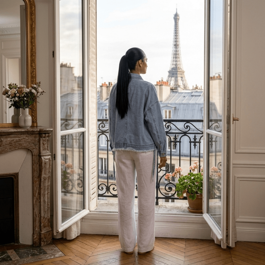 Veste en jean bleu oversize femme – Faubourg - Prêt-à-porter féminin | HBL Studio